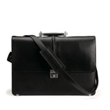 Black leather laptop bag