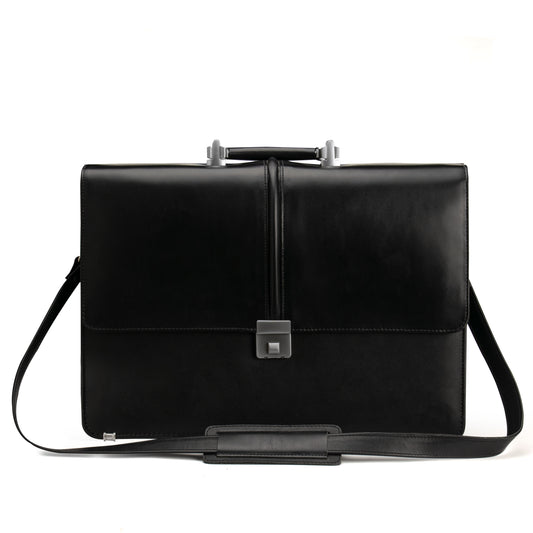 Aldermere/Black leather laptop bag