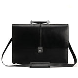 Black leather laptop bag