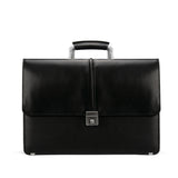 Black leather laptop bag