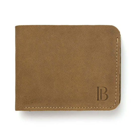 Rich Brown Slim Suede Leather Bifold Wallet
