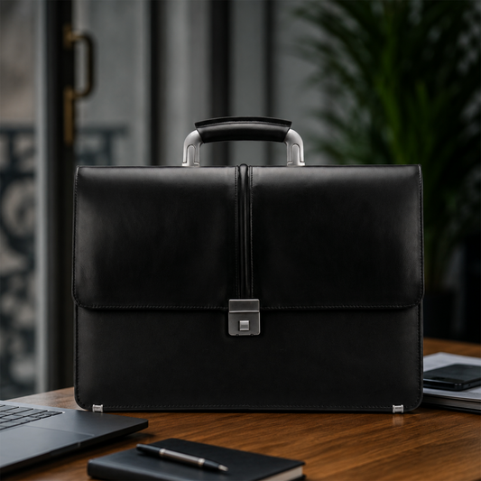 Aldermere/Black leather laptop bag
