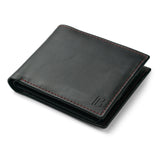 JJ Black Leather Bifold Wallet with Contrasting Stitch