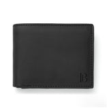 Black Leather Bifold Wallet with ID Window