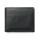 JJ Black Leather Bifold Wallet with Contrasting Stitch