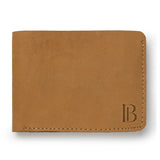 Camel Brown Slim Suede Leather Bifold Wallet