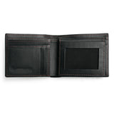 JJ Black Leather Bifold Wallet with Contrasting Stitch