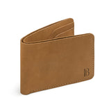 Camel Brown Slim Suede Leather Bifold Wallet