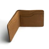 Camel Brown Slim Suede Leather Bifold Wallet