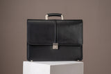 Black leather laptop bag