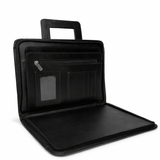 Premium Leather Zip Portfolio Organizer with Handle