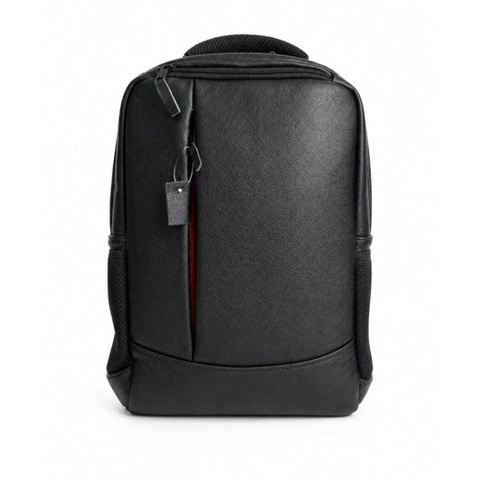Elite Black Leather Backpack for Men