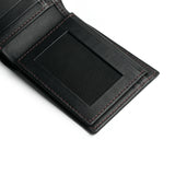 JJ Black Leather Bifold Wallet with Contrasting Stitch
