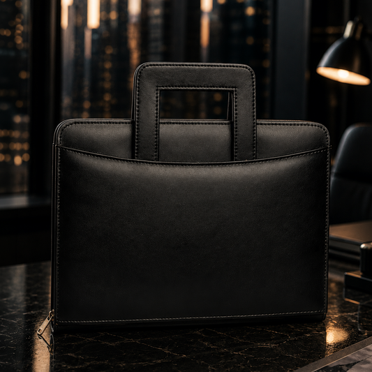 PU Leather Zip Portfolio Organizer with Handle