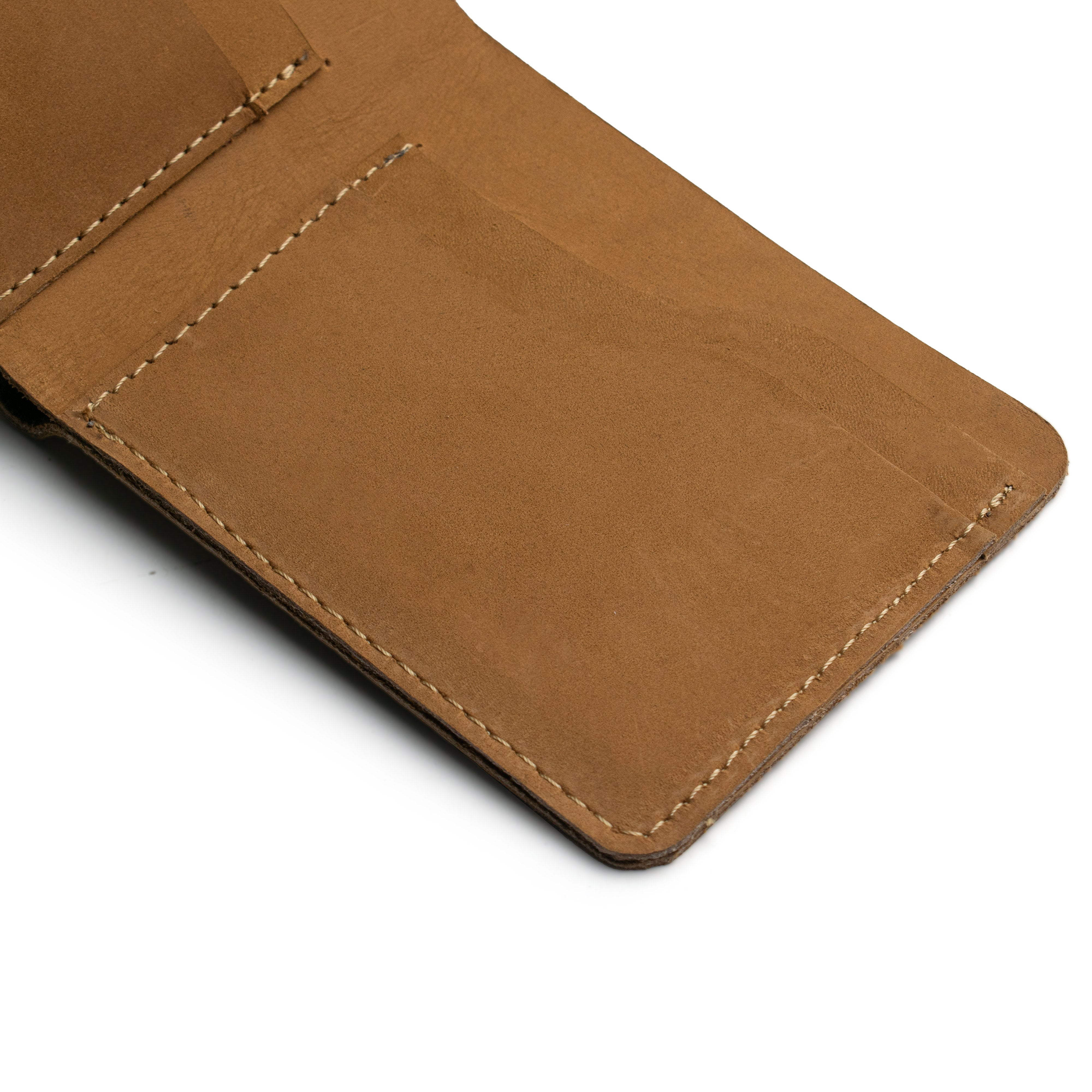 Camel Brown Slim Suede Leather Bifold Wallet