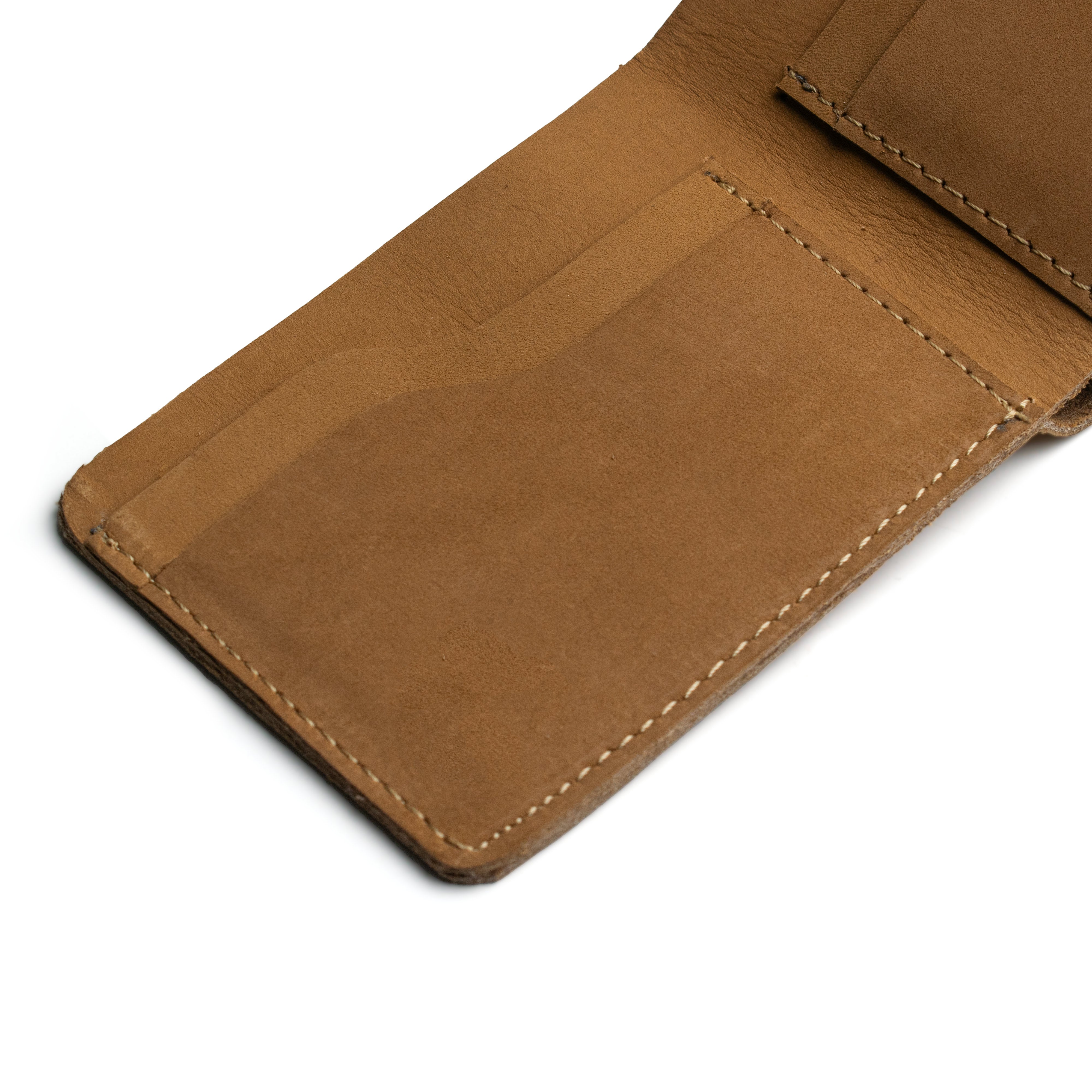 Camel Brown Slim Suede Leather Bifold Wallet