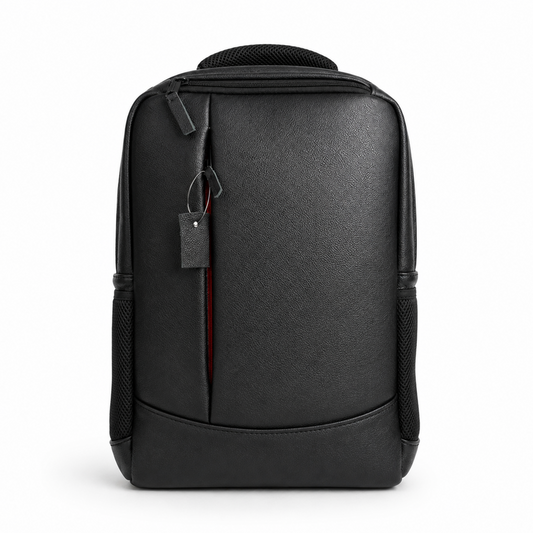 Elite Black Leather Backpack for Men