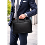 Premium Leather Zip Portfolio Organizer with Handle