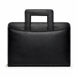 Premium Leather Zip Portfolio Organizer with Handle