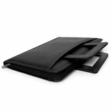 Premium Leather Zip Portfolio Organizer with Handle