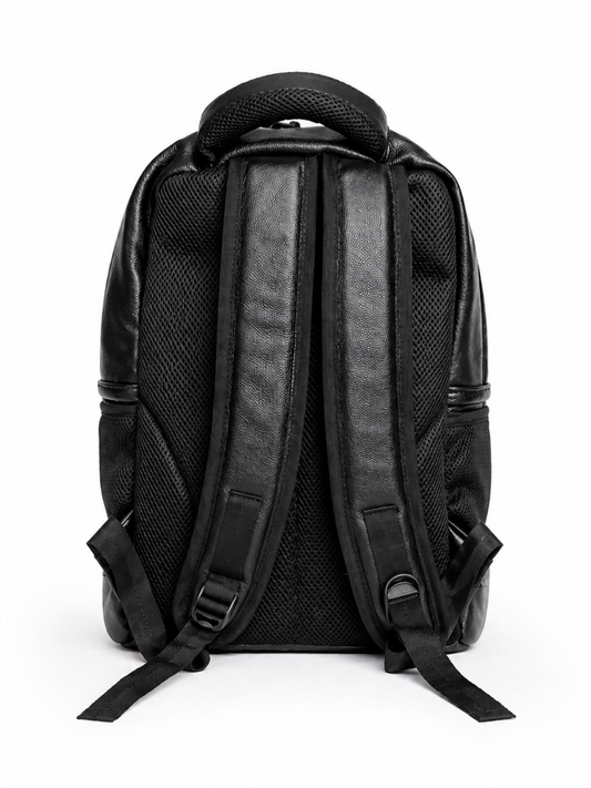 Elite Black Leather Backpack for Men